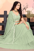 Pistachio Green Georgette Embroidered A Line Lehenga