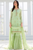 Pistachio Green Georgette Embroidered Sharara Suit