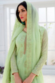 Pistachio Green Georgette Embroidered Sharara Suit