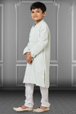 Pistachio Green Georgette Resham Thread Embroidered Boy's Kurta Churidar