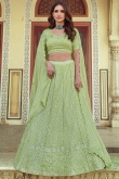 Pistachio Green Georgette Sequins Embroidered Designer Lehenga