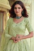 Pistachio Green Georgette Sequins Embroidered Designer Lehenga
