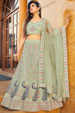 Pistachio Green Net Embroidered Lehenga
