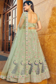 Pistachio Green Net Embroidered Lehenga