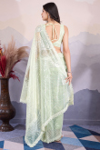 Pistachio Green Net Embroidered Light Weight Saree 