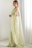 Pistachio Green Net Embroidered Light Weight Saree 