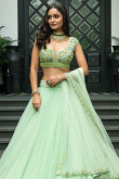 Fancy Lehenga in Net Pistachio Green for Bridesmaid 