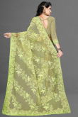 Saree for Party Wear in Net Pistachio Green with Zari embroidery