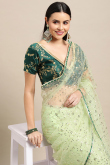 Pistachio Green Net Zari Embroidered Light Weight Saree