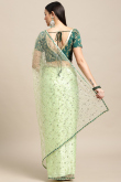 Pistachio Green Net Zari Embroidered Light Weight Saree