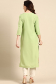 Pistachio Green Straight Cut Poly Crepe Kurti for Casual Wear