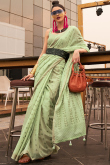 Pistachio Green Poly Viscose Woven Saree