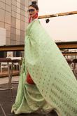 Pistachio Green Poly Viscose Woven Saree