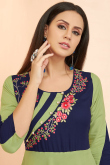 Pistachio Green Rayon Embroidered Kurti 