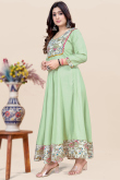 Pistachio Green Rayon Printed Casual Wear Ready Made Kurti