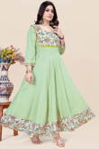 Pistachio Green Rayon Printed Casual Wear Ready Made Kurti