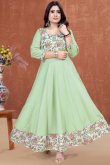 Pistachio Green Rayon Printed Casual Wear Ready Made Kurti