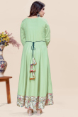 Pistachio Green Rayon Printed Casual Wear Ready Made Kurti