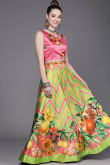 Pistachio Green Satin Printed A Line Lehenga 