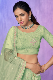 Pistachio Green Sequins Embroidered Lehenga For Mehndi 
