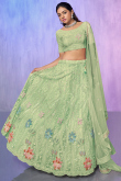 Pistachio Green Sequins Embroidered Lehenga For Mehndi 