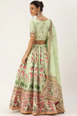 Pistachio Green Silk A-Line Printed Lehenga