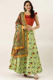 Pistachio Green Silk Printed A-Line Style Lehenga 