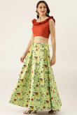 Pistachio Green Silk Printed A-Line Style Lehenga 