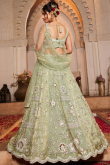 Pistachio Green Tissue Silk Lehenga With Dori Work For Sangeet 