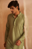 Pistachio Green Viscose Kurta Pajama with Sequins for Diwali