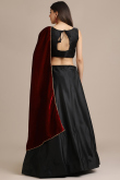 Plain A-Line Silk Black Lehenga