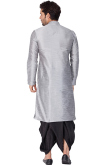 Plain Bangalori Silk Light Grey Men Kurta Dhoti