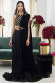 Plain Black Silk Party Wear Lehenga