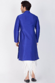 Plain Royal Blue Dupion Silk Kurta With Dhoti 