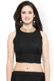 Plain Chanderi Cotton Black Lehenga