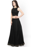 Plain Chanderi Cotton Black Lehenga