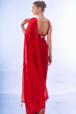 Plain Chiffon Cherry Red Light Weight Saree