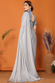 Plain Chiffon Light Grey Shimmer Saree