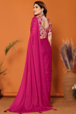 Plain Chiffon Ruby Pink Shimmer Saree