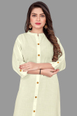 Plain Cotton Kurti in Cream Color