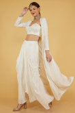 Plain Dola Silk White Wedding Festive Wear Lehenga