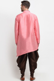 Plain Dupion Silk Bubble Gum Pink Men Kurta Pajama