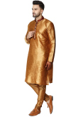 Plain Dupion Silk Chikko Brown Men's Kurta Pajama