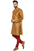 Plain Dupion Silk Chikko Brown Men's Kurta Pajama