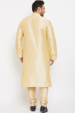 Plain Dupion Silk Cream Men's Kurta And Churidar
