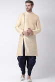 Plain Dupion Silk Cream Men's Kurta Dhoti