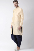 Plain Dupion Silk Cream Men's Kurta Dhoti