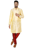Plain Dupion Silk Cream Men's Kurta Pajama