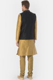 Gold Traditional Party Wear Men Kurta Pajama in Dupion Silk