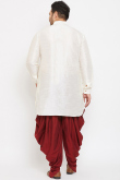 Plain Dupion Silk White Men's Kurta Dhoti